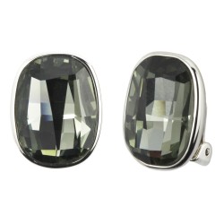 Traveller Clip Oorbellen - Zilverkleurig - Swarovski Kristal - Grijs - Geplatineerd - 21x17 mm - 155901