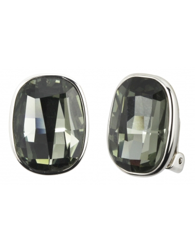 Traveller Clip earrings - Platinum plated - Swarovski crystals - Grey - 155901