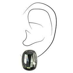 Traveller Clip Oorbellen - Zilverkleurig - Swarovski Kristal - Grijs - Geplatineerd - 21x17 mm