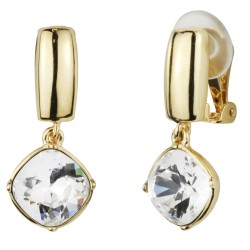 Traveller Clip-on Earrings - Drop Earrings - 22ct Gold Plated - Crystals - 13mm - 30x13 mm - 157449