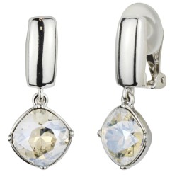 Traveller Clip Oorbellen - Hangers - Zilverkleurig - Kristallen - 13 mm - Geplatineerd - 30x13 mm - 157450