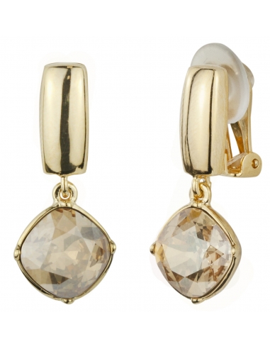 Traveller Drop clip earrings - Crystals - Gold plated - 157452