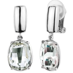 Traveller Clip-on Earrings - Pendants - Platinum Plated - Swarovski Crystals - 15x10mm - Silver - 30x15mm - 157462