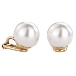 Traveller Clip-on Earrings - Pearls - 12 mm White - 22ct Gold Plated