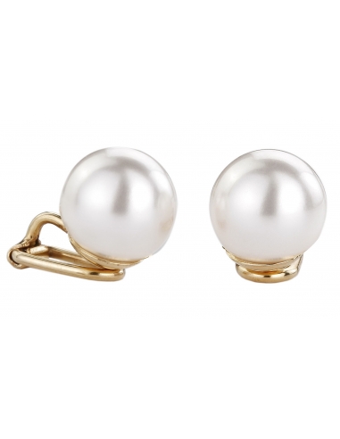 Traveller Pearl Clip Earrings - 12mm White - Gold plated - 700012