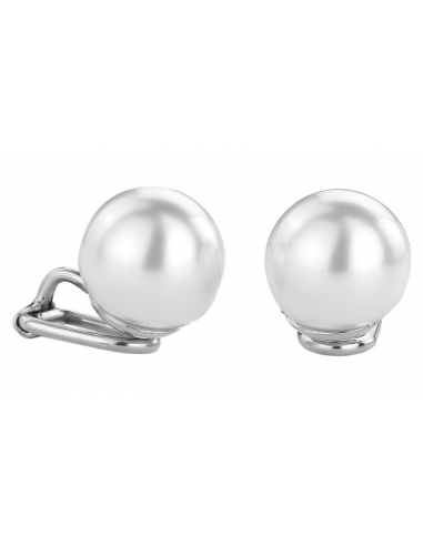 Traveller Clip Earrings with white 12mm Pearl Platinum plated - 700112
