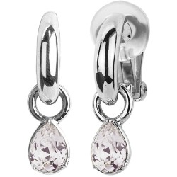 Traveller Clip-on Earrings- Silver Coloured - Crystals - Purple- Platinum Plated - 27x7mm