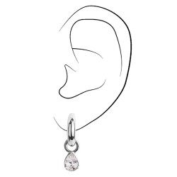 Traveller Ohrclip - Hänger - Silberfarben - Kristalle - Lila - Platiniert - 27x7 mm