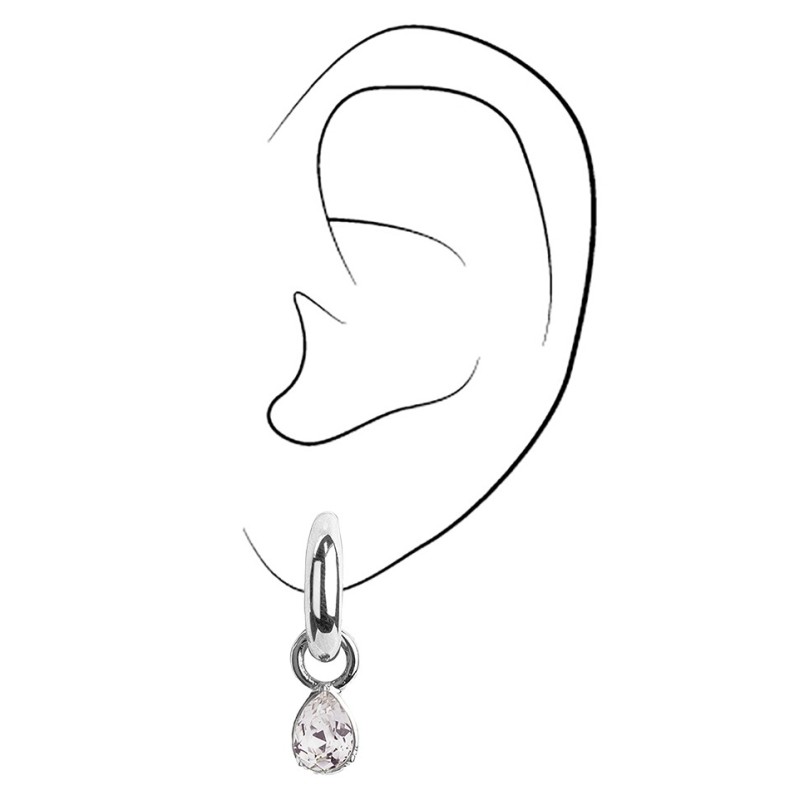 Traveller Clip-on Earrings- Silver Coloured - Crystals - Purple- Platinum Plated - 27x7mm