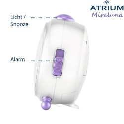 ATRIUM Unicorn Children's Alarm Clock - Clock Girl Purple/White - Silent no ticking sound - Snooze, light & alarm