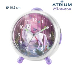 ATRIUM Unicorn Kinderwecker – Mädchenwecker lila/weiß – Leise ohne Ticken – Snooze, Licht und Alarm