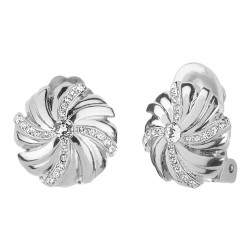 Traveller Clip-on Earrings - Silver Coloured - Crystals - Platinum Plated - 18 mm – 157350