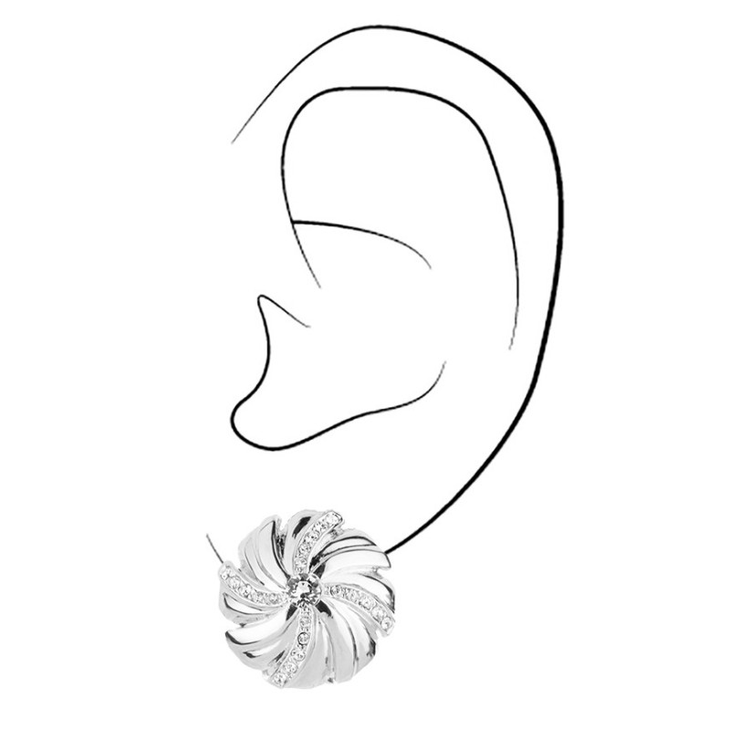 Traveller Clip Oorbellen - Zilverkleurig - Kristallen - Geplatineerd - 18 mm