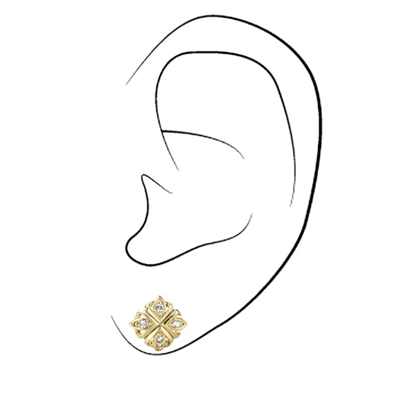 Traveller Stud Earrings - Gold Plated - Crystals - 10 mm