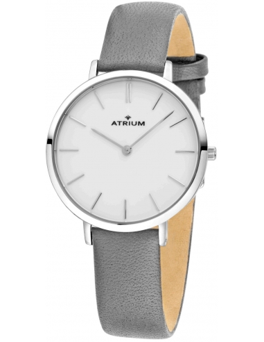 ATRIUM Watch - Ladies - Grey leather - Silvertoned - A28-101