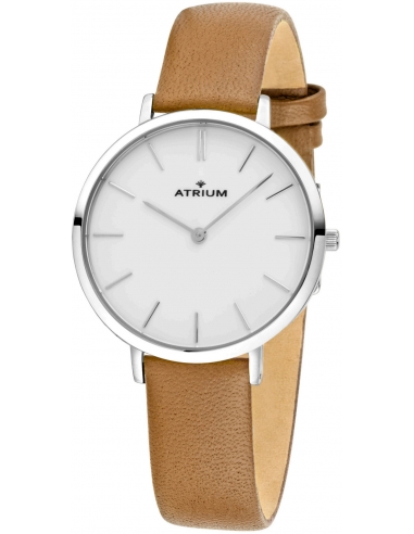 ATRIUM Watch - Ladies - Light brown leather - Silvertoned - A28-102