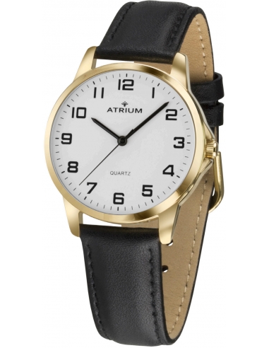 ATRIUM Watch - Men's - Black leather - Goldtoned - A36-20