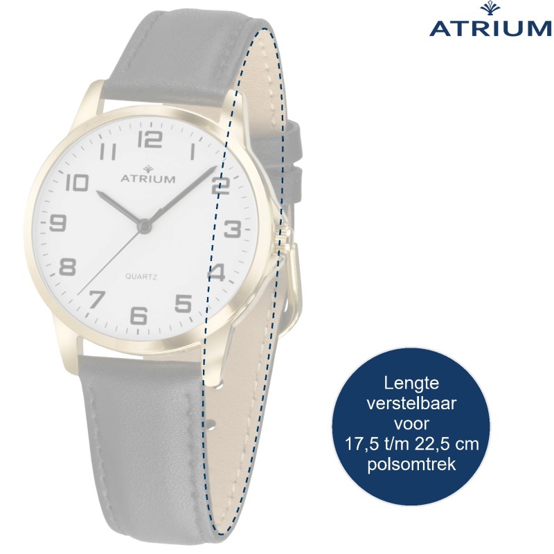 ATRIUM Horloge - Heren - Leer Zwart - Goudkleurig - A36-20