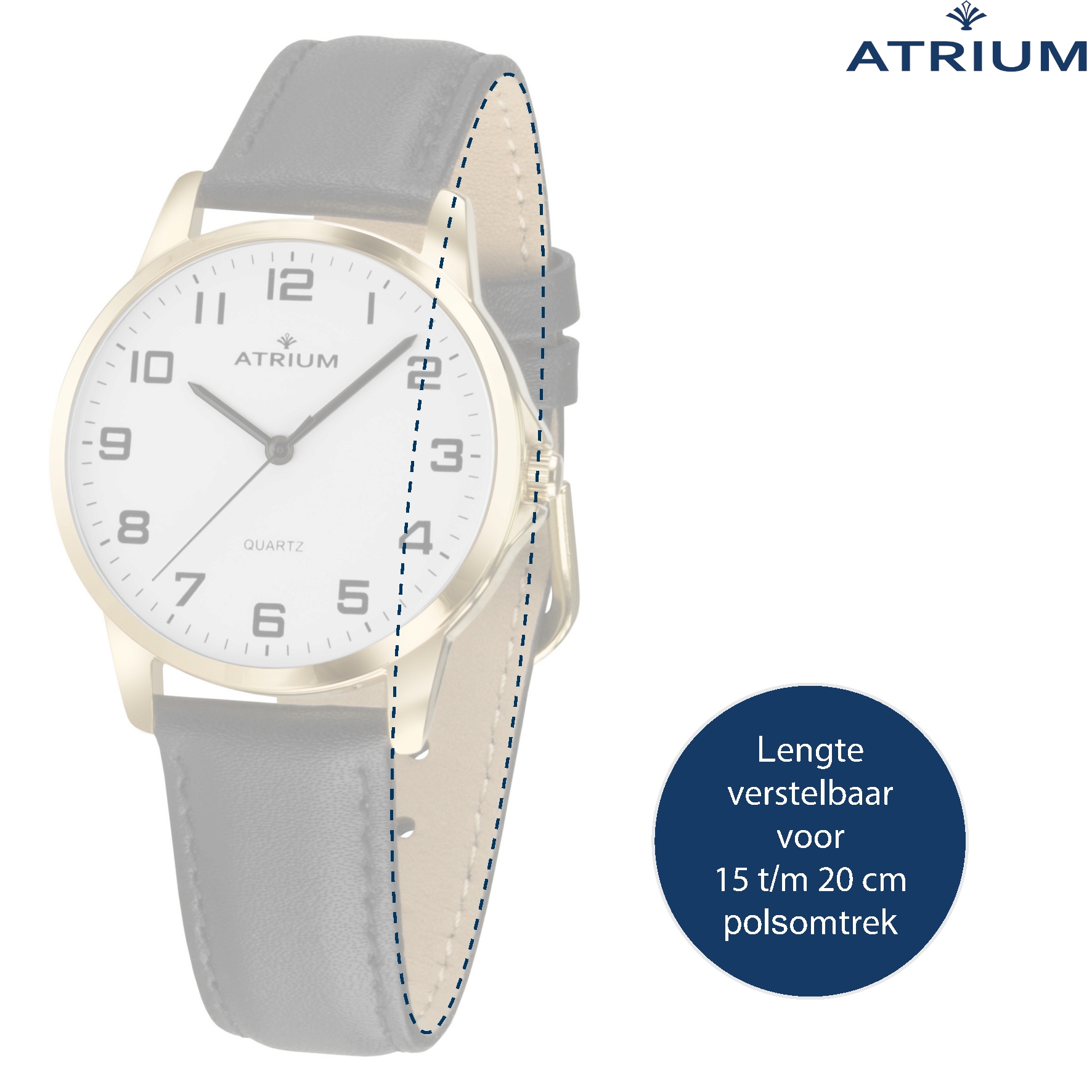 ATRIUM Watch - Ladies leather Goldtoned - - A37-20 - Black
