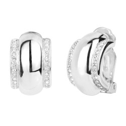 Traveller Clip Oorbellen - Zilverkleurig - Kristallen - Geplatineerd - 22x14 mm - 155018