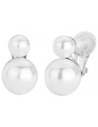 Traveller Clip earrings - Pearls - 6/10 mm - White - Platinum plated - 113116