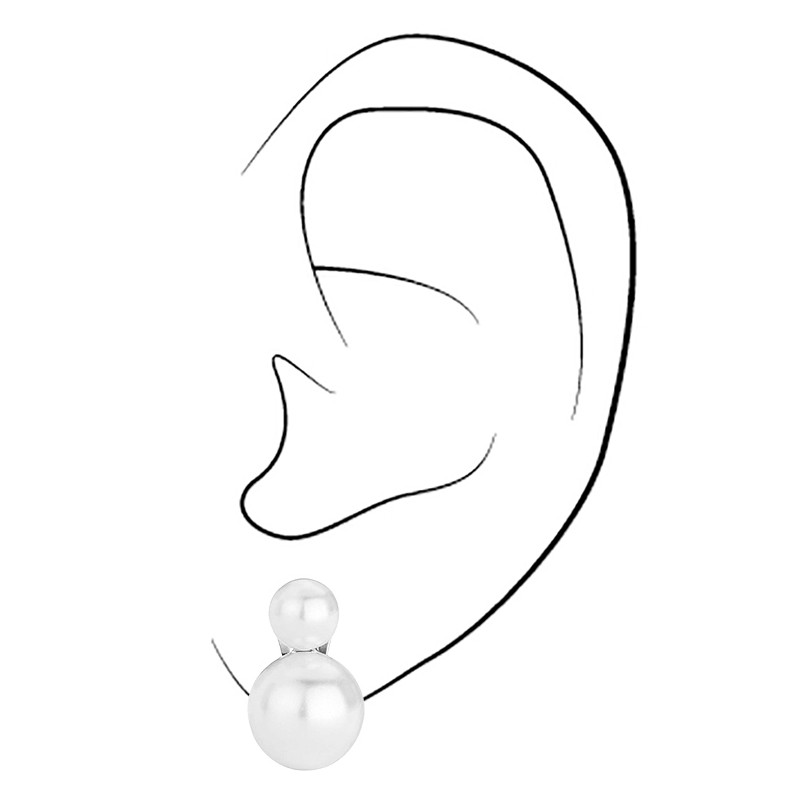 Traveller Ohrclip - Silberfarben - Perle - 6 & 10 mm - Weiß - Platiniert - 16x10 mm - 113116