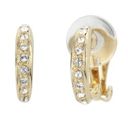 Traveller Ohrclips - Goldfarbe - Preciosa Kristalle - Halb Creolen - 22kt Vergoldet - 15x3 mm - 157321