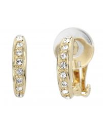 Traveller Clip-on Earrings - Gold coloured - Preciosa Crystals - Half hoop...