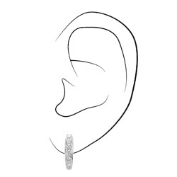 Traveller Clip Oorbellen - Zilverkleurig - Preciosa Kristallen - Half rond - Geplatineerd - 15x3 mm