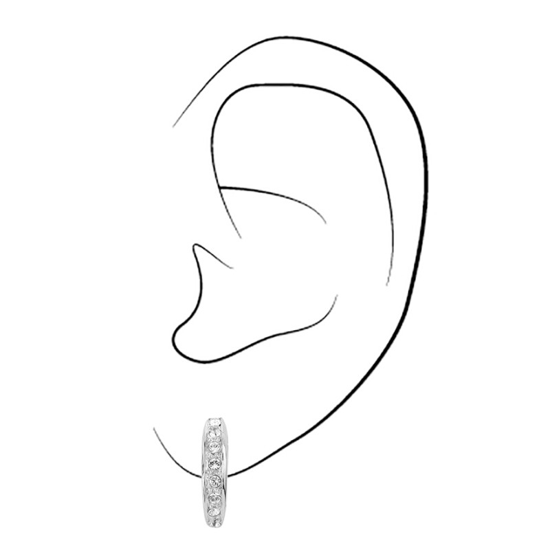 Traveller Ohrclip - Silverfarbe - Preciosa Crystals  - Halb Creole - Platiniert - 15x3 mm - 157322