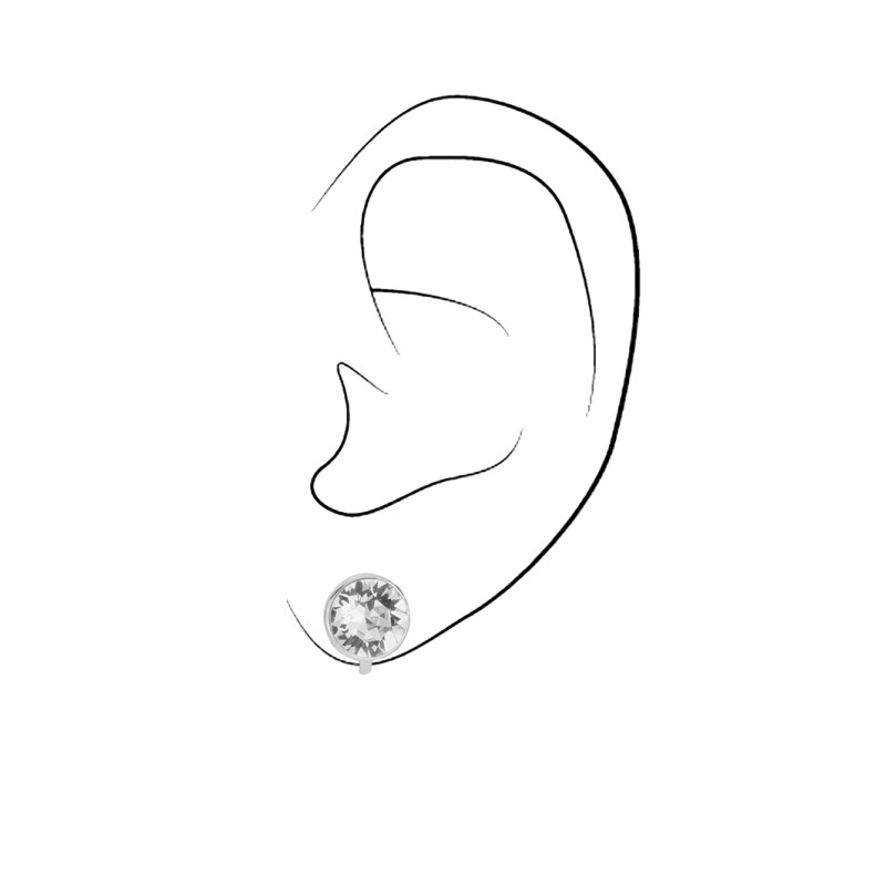 Traveller Clip-on Earrings - Silver coloured - Preciosa Crystal - Platinum Plated - 10 mm - 155991