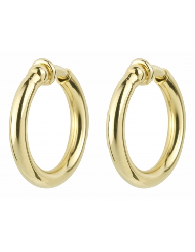 Traveller Clip-on Earrings - Hoops - 22ct Gold plated - Gold-coloured - 25 mm - 155048