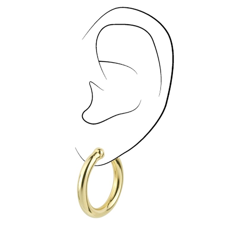 Traveller Clip-on Earrings - Hoops - 22ct Gold plated - Gold-coloured - 25 mm
