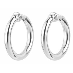 Traveller Clip-on Earrings - Hoops - Platinum plated - Silver-coloured - 25 mm - 155049