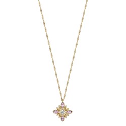 Grossé Collier - Athene - Goldfarbe - Rhinestone - Rosa - 38+5 cm - Vergoldet
