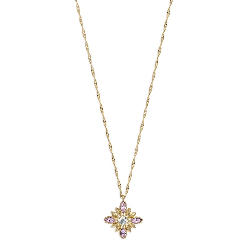 Grossé Collier - Athene - Goldfarbe - Rhinestone - Rosa - 38+5 cm - Vergoldet - GA21419
