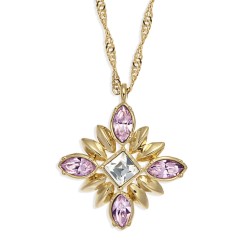 Grossé Necklace - Athene - Gold Coloured - Rhinestone - Pink - 38+5 cm - Gold Plated - GA21419
