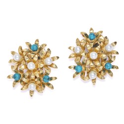 Grossé Floraison - Oorclips - Goudkleurig - Parels - Turquoise - GJ63600