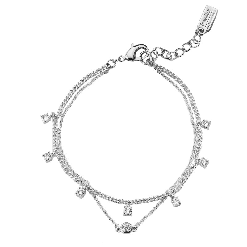 Traveller Armband - Silberfarben - Kristalle - Platiniert - 18+3cm