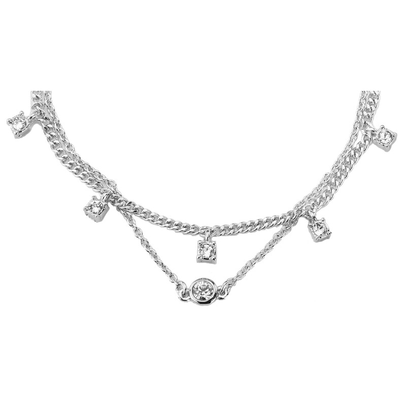 Traveller Bracelet - Silver Coloured - Crystals - Platinum Plated - 18+3cm