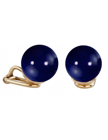 Traveller Clip earrings - 12mm Dark Lapis - Goldplated - 112293