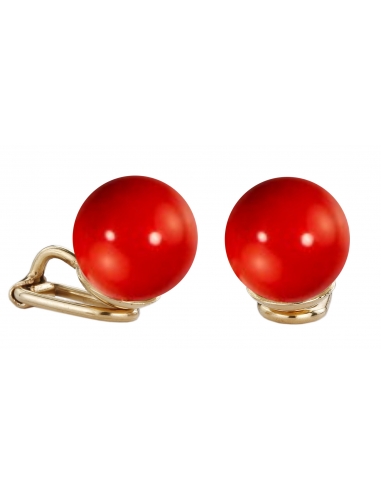 Traveller Earclips - Women - 12mm Red Coral - gold plated - 112378