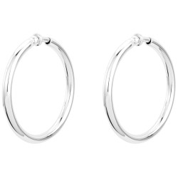 Traveller Clip-on Earrings - Hoops - Silver coloured - 50 mm - Platinum Plated