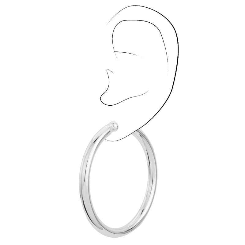 Traveller Clip-on Earrings - Hoops - Silver coloured - 50 mm - Platinum Plated - 157501