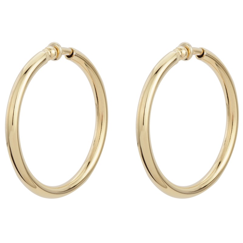 Traveller Clip-on Earrings - Hoops - Gold coloured - 50 mm - 22ct Gold plated - 157500