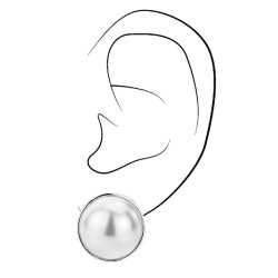 Traveller Ohrclips - Perlen - 16 mm - Weiß - Silberfarben - Platiniert - 113374