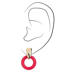 Traveller Ohrclips - Anhänger - 22kt Vergoldet - Ring - Ø25mm - Resin - Rot - 37x25mm - 157223