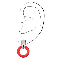 Traveller Ohrclips - Anhänger - Silberfarben - Ring - Ø25mm - Resin - Orange - Platiniert - 37x25mm - 157224