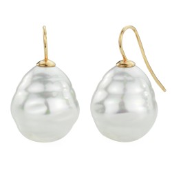 Traveller Drop Earrings - Baroque Pearls - 20x17 mm - White - 22ct Gold plated - Gold-coloured - 31x17 mm