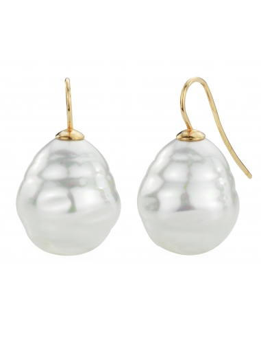 Traveller Drop Earrings - Baroque Pearls - 20x17 mm - White - 22ct Gold plated - Gold-coloured - 31x17 mm - 119003